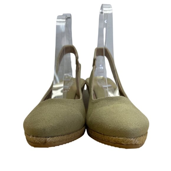 Viscata Barcelona Green & Beige Espadrille Slingback Wedge Sandals Sz 10 US - Picture 2 of 7